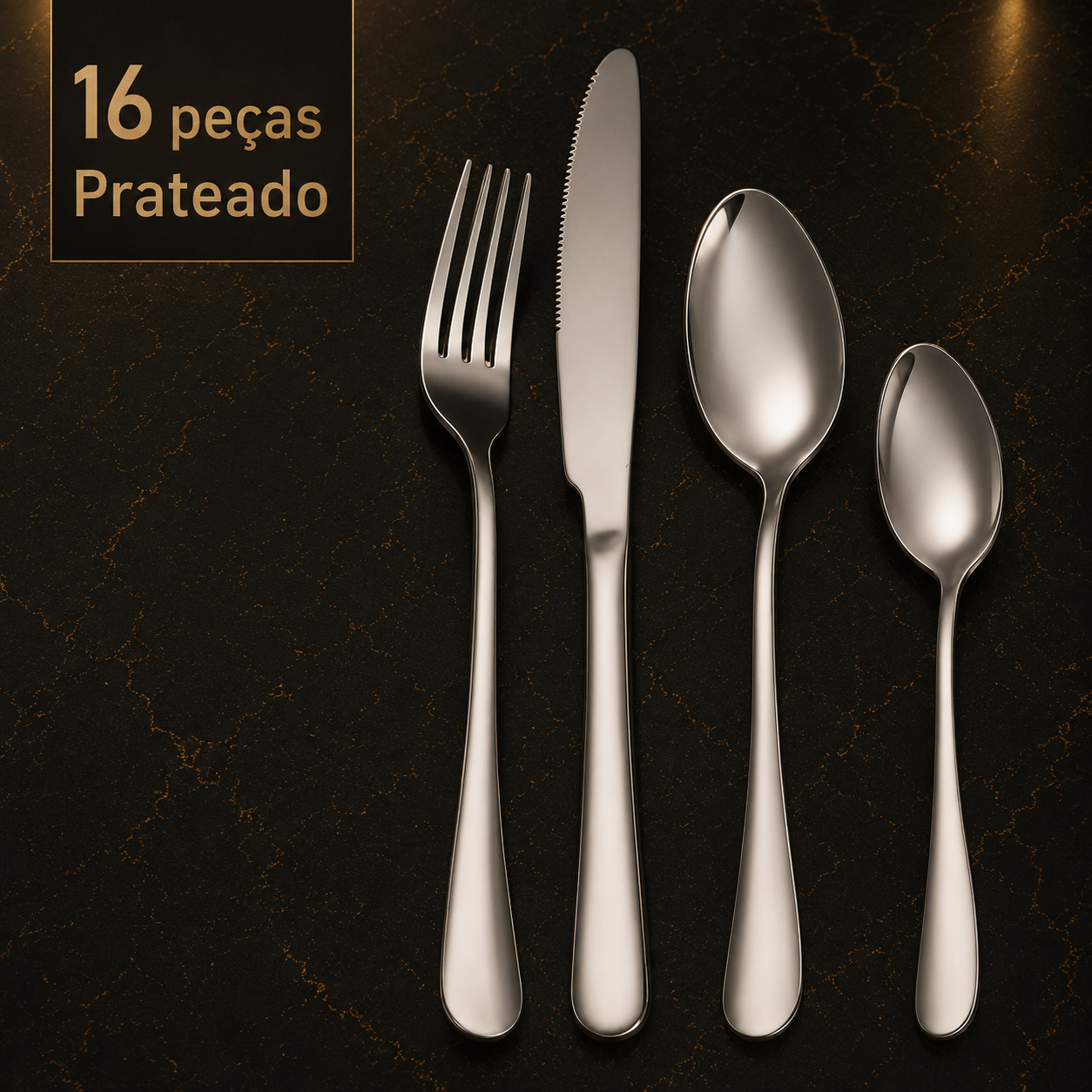 MYVIT - Conjunto de 16 Peças em Aço Inoxidável – Facas de Bife, Estilo Ocidental, Lavável na Máquina de Lavar Loiça