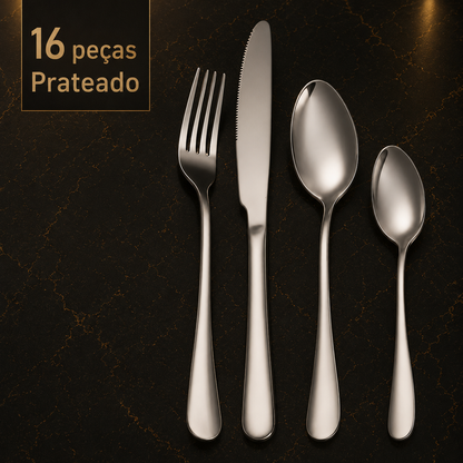MYVIT - Conjunto de 16 Peças em Aço Inoxidável – Facas de Bife, Estilo Ocidental, Lavável na Máquina de Lavar Loiça