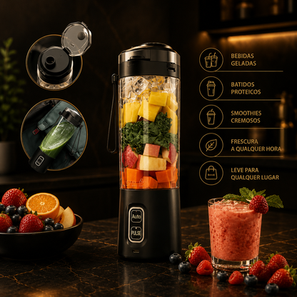 Liquidificador Portátil KIRAINAFLY 700ml – USB, 6 Lâminas, 360W
