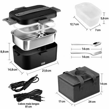 Marmita Elétrica OWJHE 1.8L – 75W, 12V/24V/220V, Aquecimento Rápido