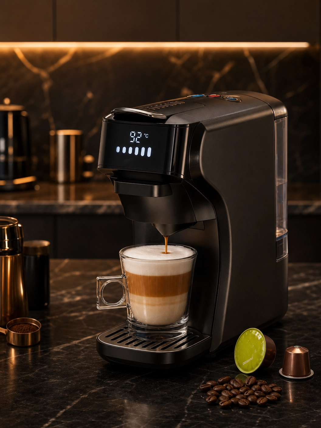 Máquina de Café HiBREW H1B 6 em 1 – 20 bar, Cápsulas Nespresso/Dolce Gusto e Café Moído