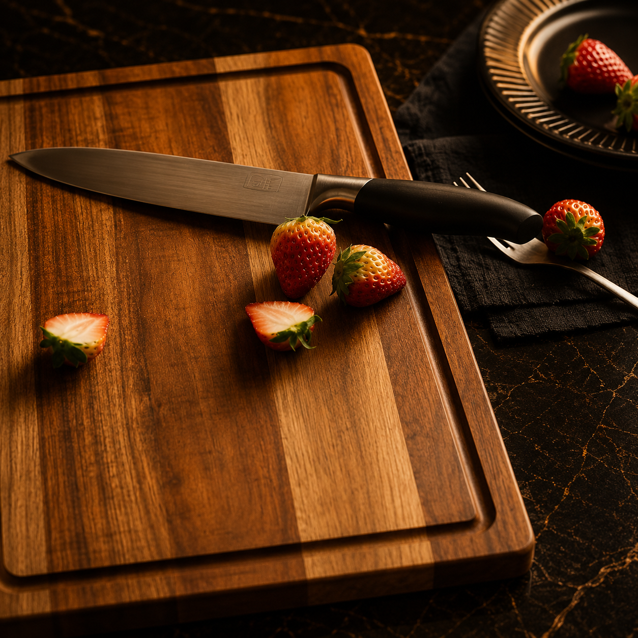 Acacia Wood Chopping Board – With Juice Groove, Durable, for Meat, Fruit and Cheese