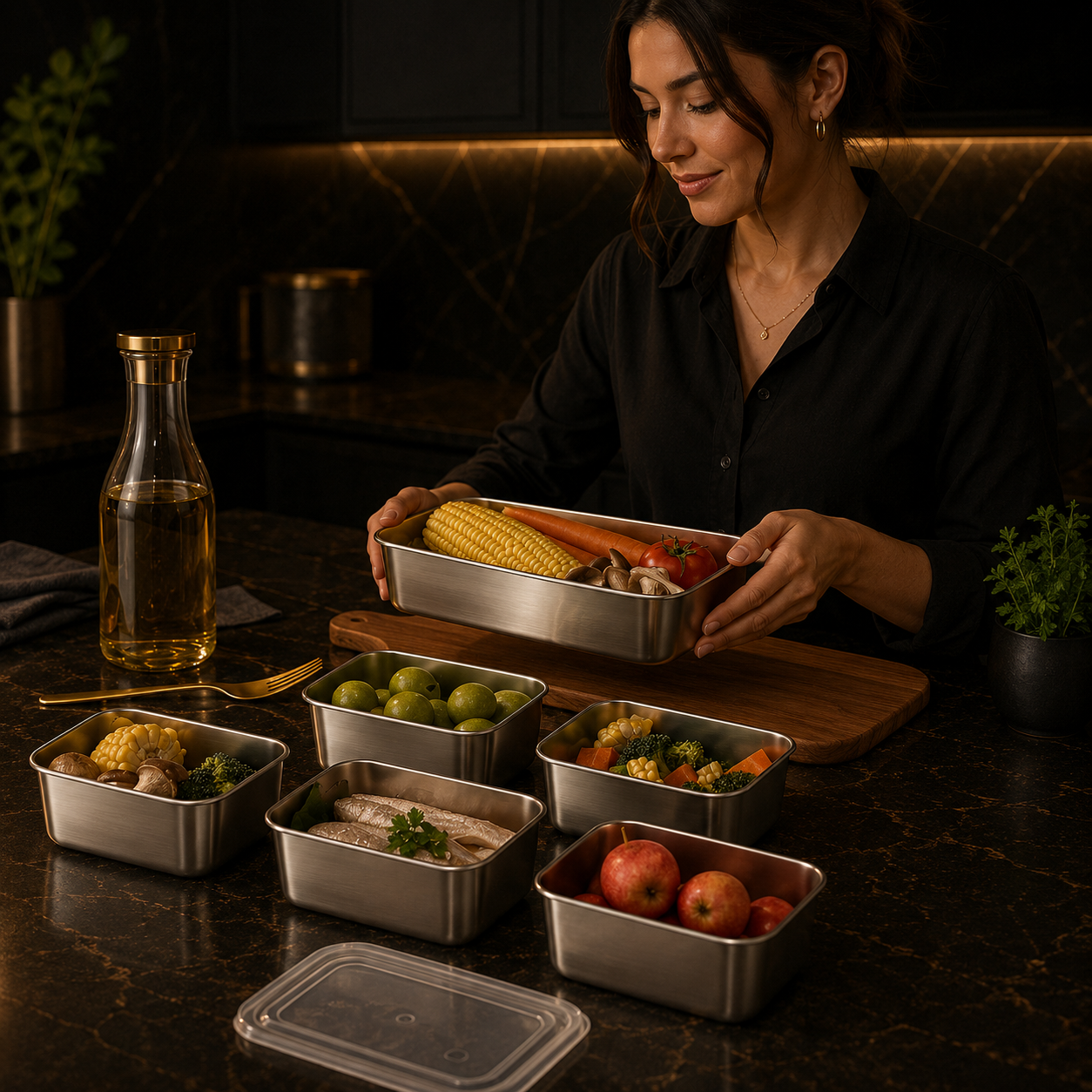 Set of 5 Stainless Steel Containers – Airtight, BPA-free, Dishwasher Safe
