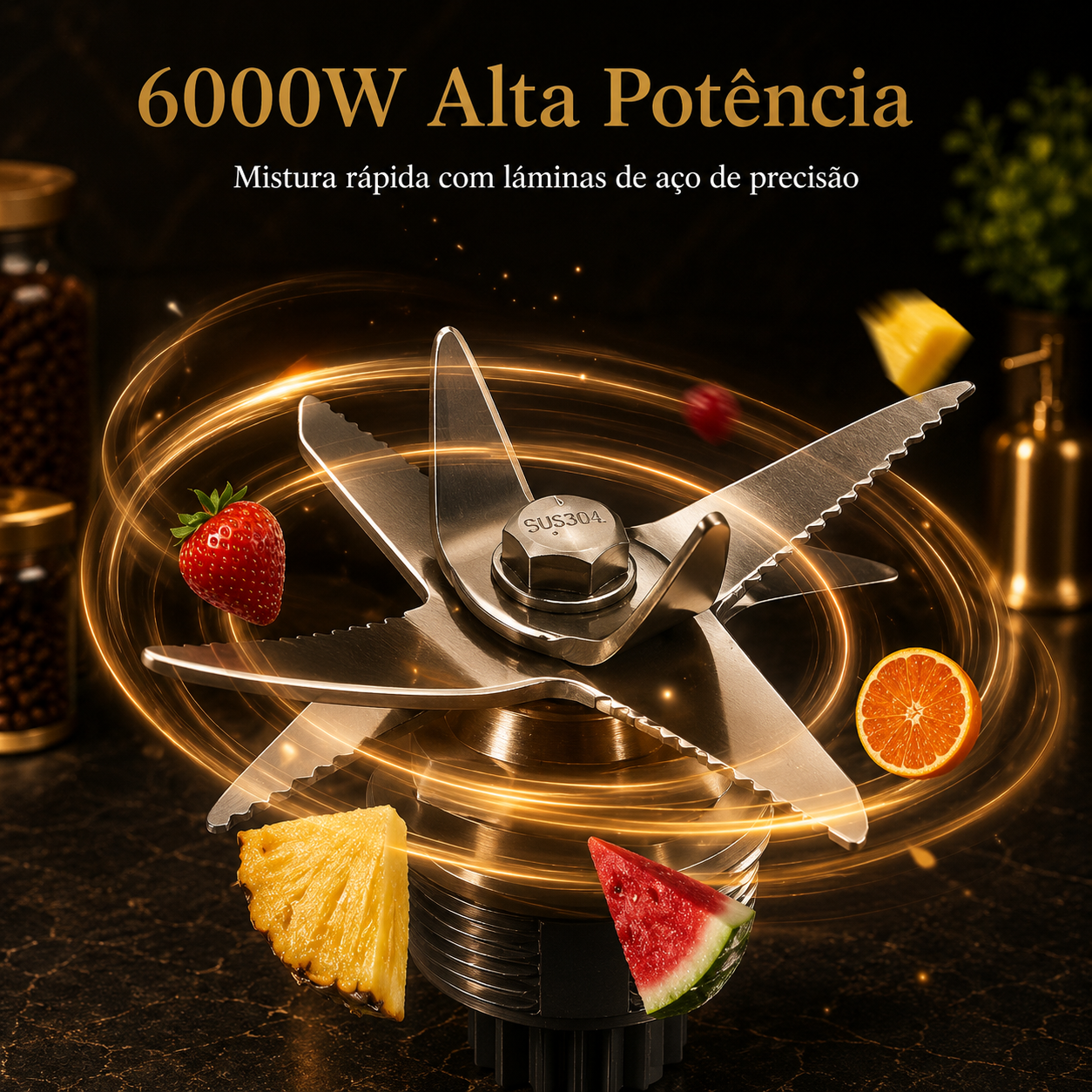 Liquidificador TKKEACE 6000W – 2.5L, 4 Lâminas, para Gelo, Frutas e Frutos Secos