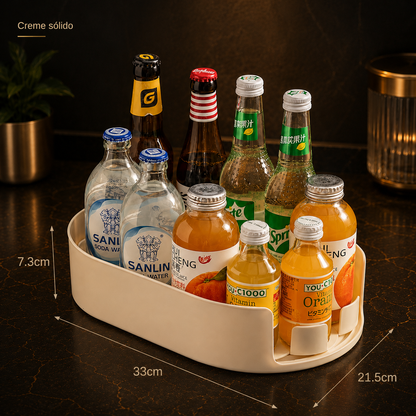 Caixa de Armazenamento Rotativa 360º para Frigorífico, Organizador Multifuncional de Especiarias, Bandeja Simples para Bebidas para Bancada de Cozinha