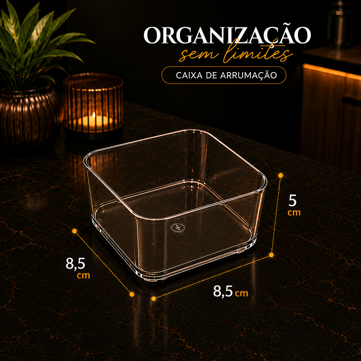 Organizador Transparente para Gaveta – Caixa de Arrumação para Cosméticos, Papelaria, Cozinha e Casa de Banho