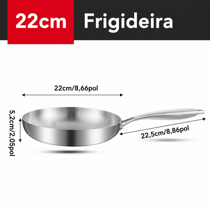 Conjunto Frigideiras JUSTINLAU Aço 304 – Antiaderente Natural, 5 Camadas, Indução