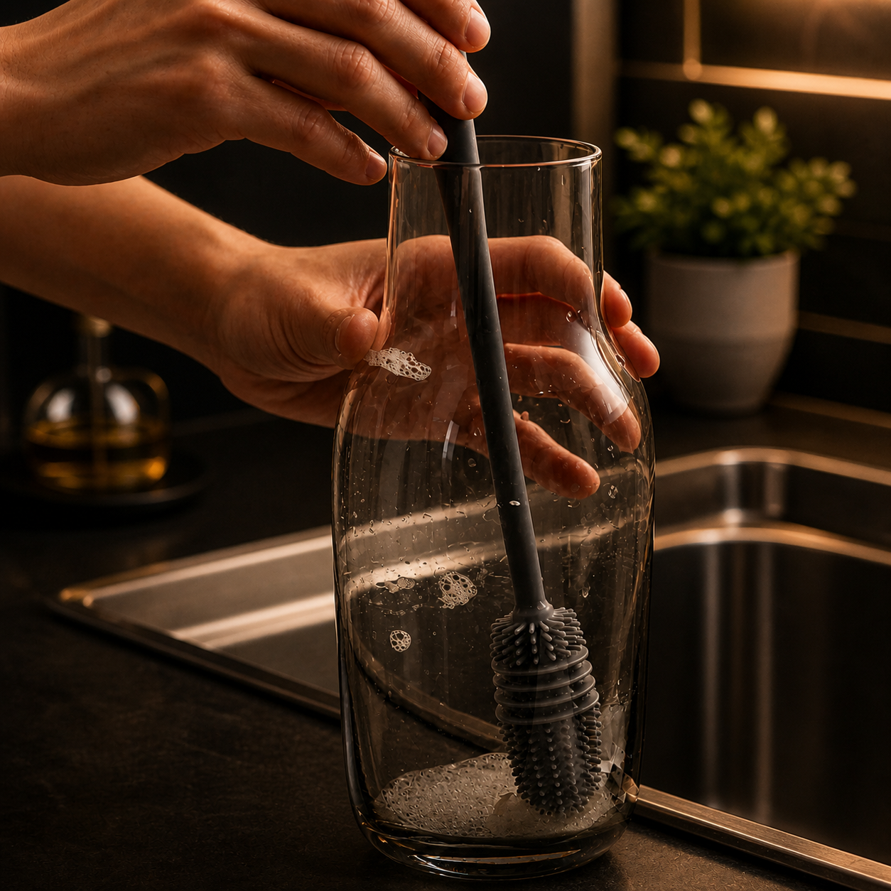 Silicone Rotary Brush – Long Handle, for Cups and Utensils