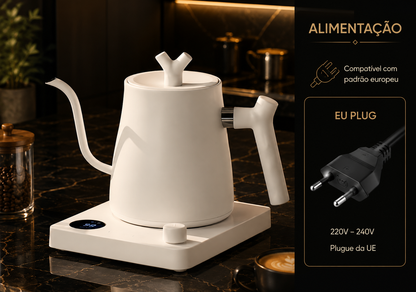 Chaleira Elétrica de Bico de Ganso milAlim 1000W – 1L, Aço 304, Ecrã LED, Controlo de Temperatura