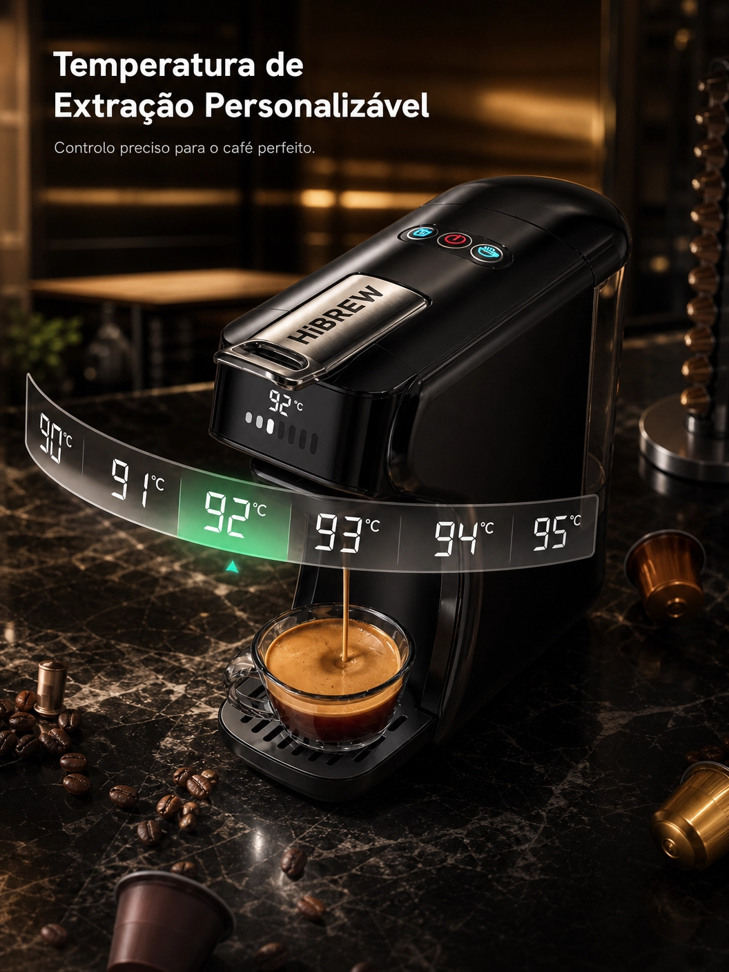 Máquina de Café HiBREW H1B 6 em 1 – 20 bar, Cápsulas Nespresso/Dolce Gusto e Café Moído