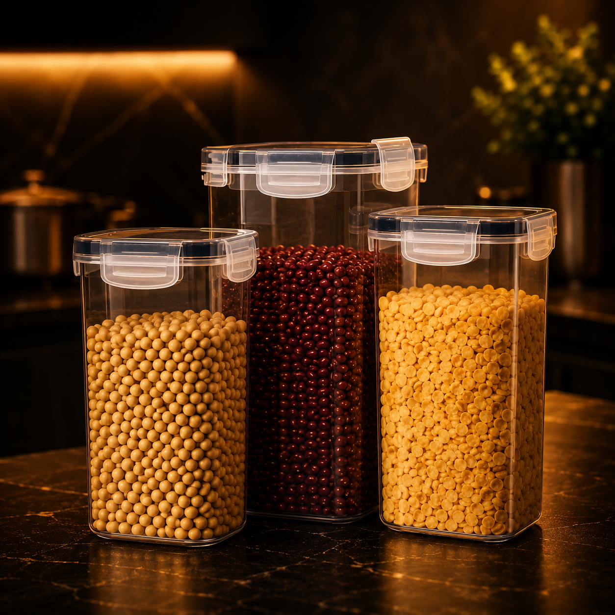 Airtight Food Storage Containers with Lids – Stackable, for Flour, Sugar and Cereal