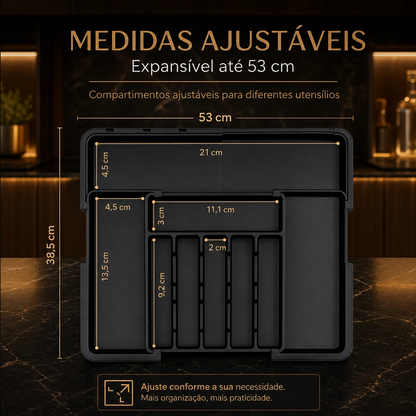 Organizador de Talheres Expansível – Ajustável, 6-9 Compartimentos