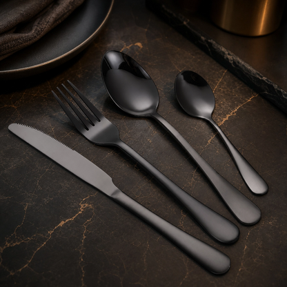 MYVIT - Conjunto de 16 Peças em Aço Inoxidável – Facas de Bife, Estilo Ocidental, Lavável na Máquina de Lavar Loiça
