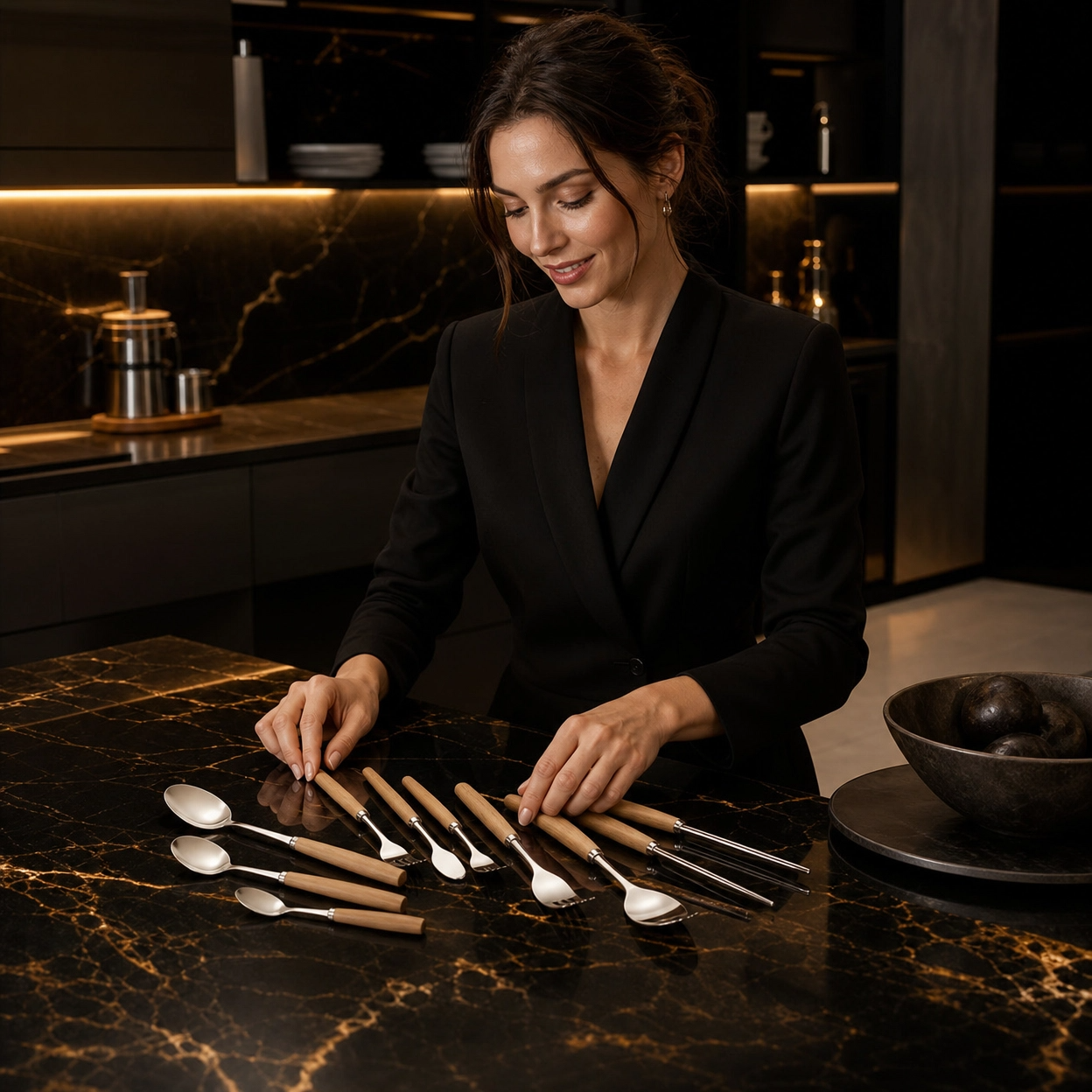 Western Stainless Steel Cutlery with Beechwood Handle – Knife, Fork, Spoon Set