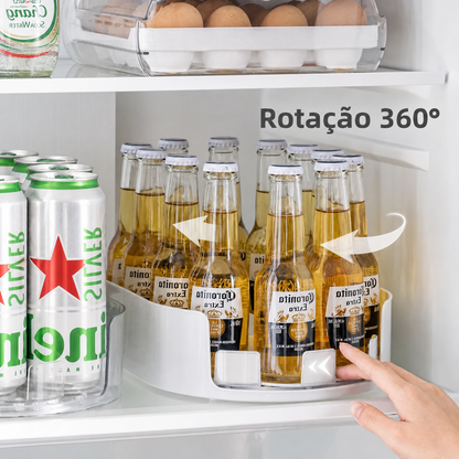 Caixa de Armazenamento Rotativa 360º para Frigorífico, Organizador Multifuncional de Especiarias, Bandeja Simples para Bebidas para Bancada de Cozinha