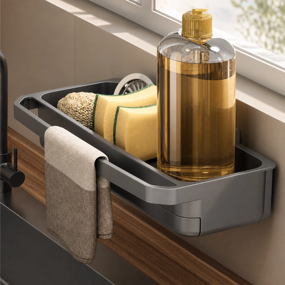 Worktop Organiser for Kitchen Sink - Dish Drainer, Sponge and Soap Holder, Non-Slip